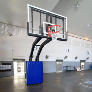 BASKETBALL POST - PORTABLE - SENIOR TOURNAMENT - ACRYLIC BOARD - ADJUSTABLE HEIGHT - DOUBLE POST - BS-SR115DDADJ